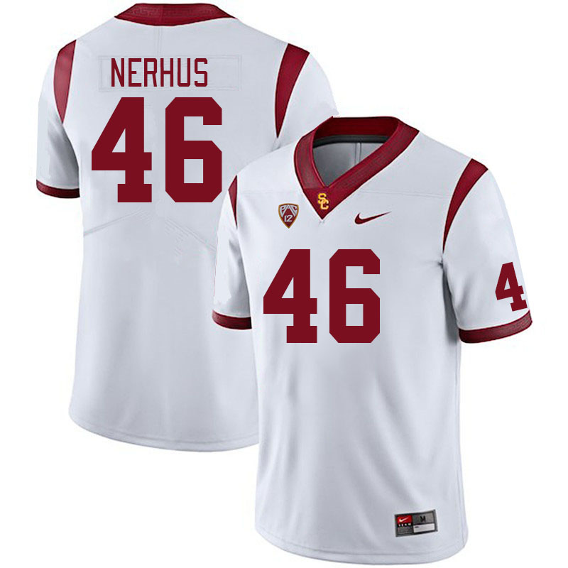 Men #46 Corey Nerhus USC Trojans College Football Jerseys Stitched Sale-White